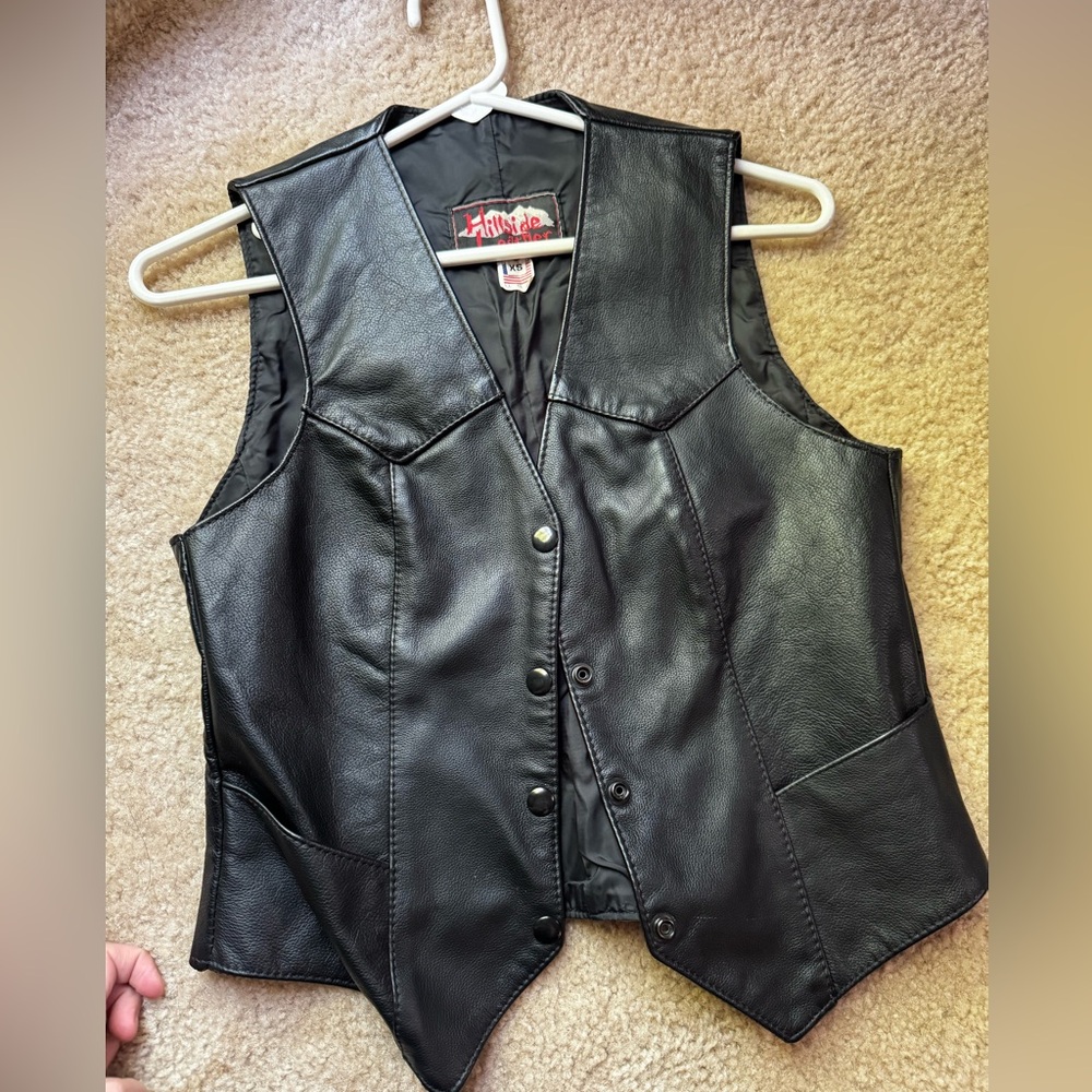 Women's Black Leather Vest